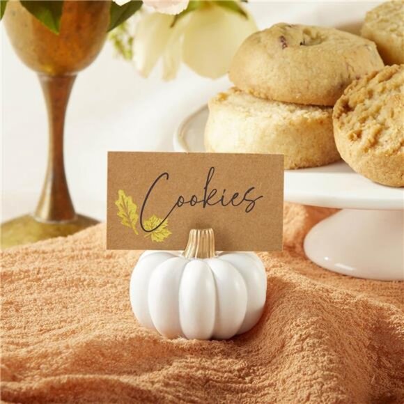 White Pumpkin Place Card Holders - Set of 6 Mini Pumpkin Card - Picture 2 of 7